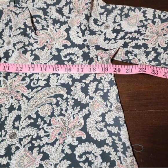 LOFT Women's Vine Ruffle Floral Paisley Split Neck Shirt Dress - Picture 15 of 16